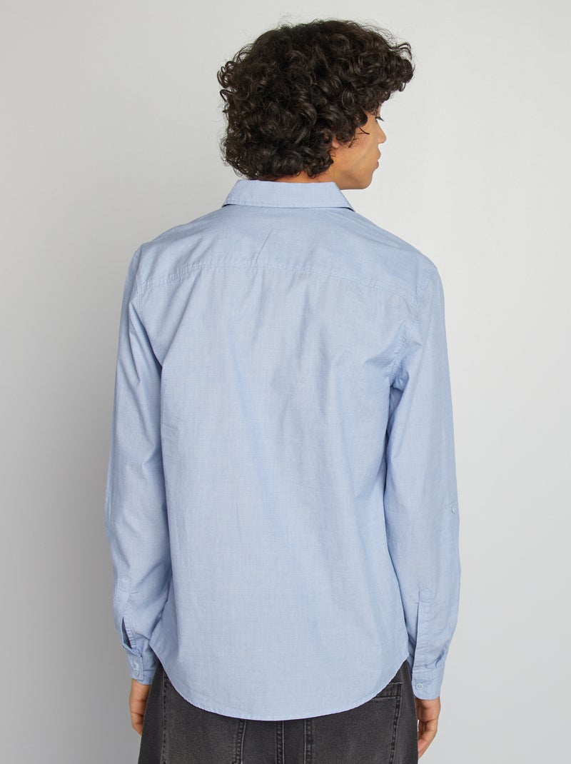 Chemise en coton avec poche Bleu - Kiabi