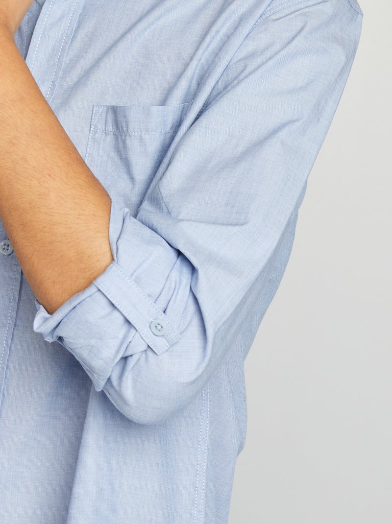Chemise en coton avec poche Bleu - Kiabi