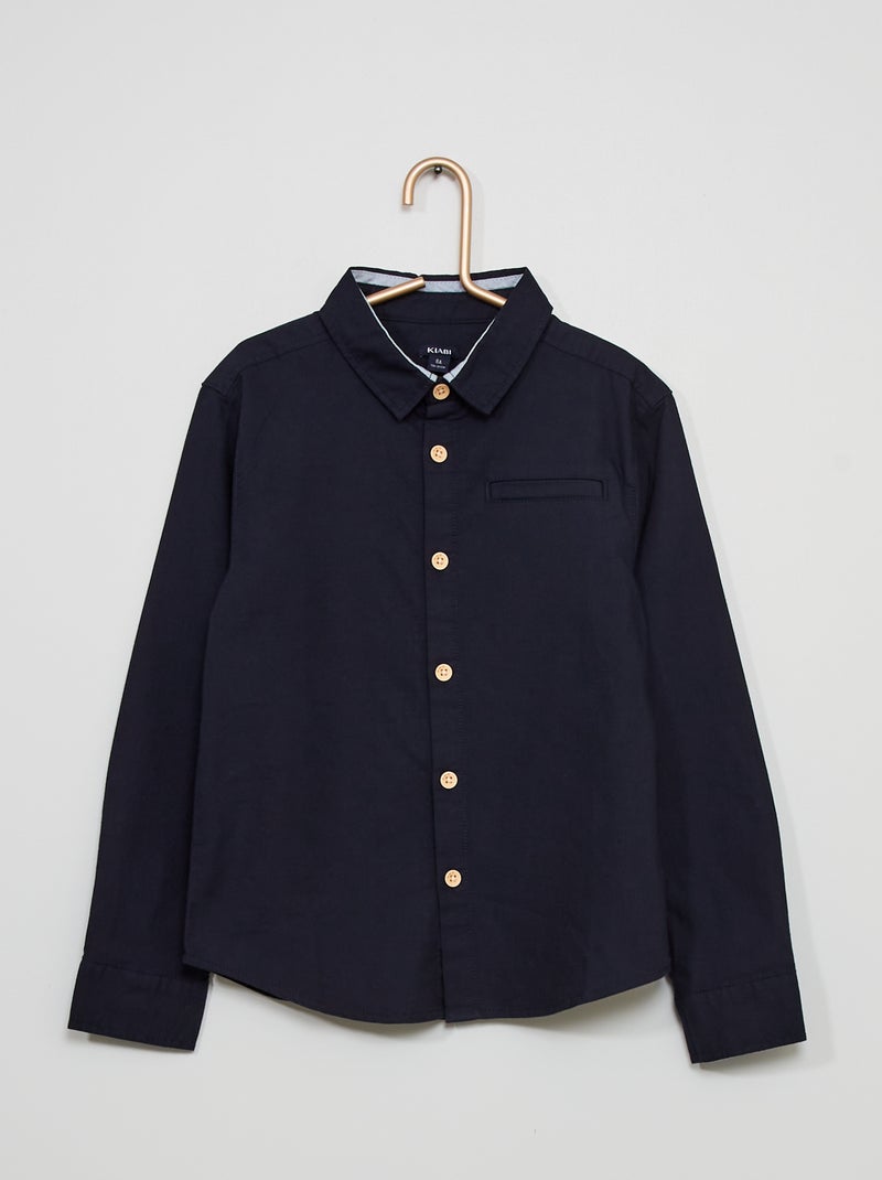 Chemise en coton bleu marine - Kiabi