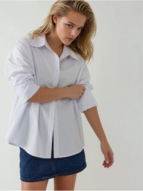Chemise en coton coupe classique avec détails boutonnés - Kiabi