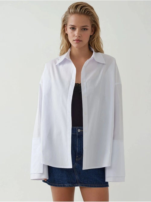 Chemise en coton coupe classique avec détails boutonnés - Kiabi