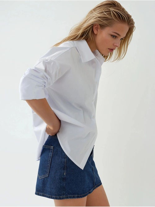 Chemise en coton coupe classique avec détails boutonnés - Kiabi