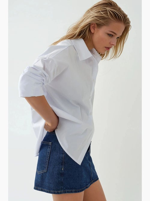 Chemise en coton coupe classique avec détails boutonnés hiccup - Kiabi Chemise en coton coupe classique avec détails boutonnés hiccup - Kiabi
