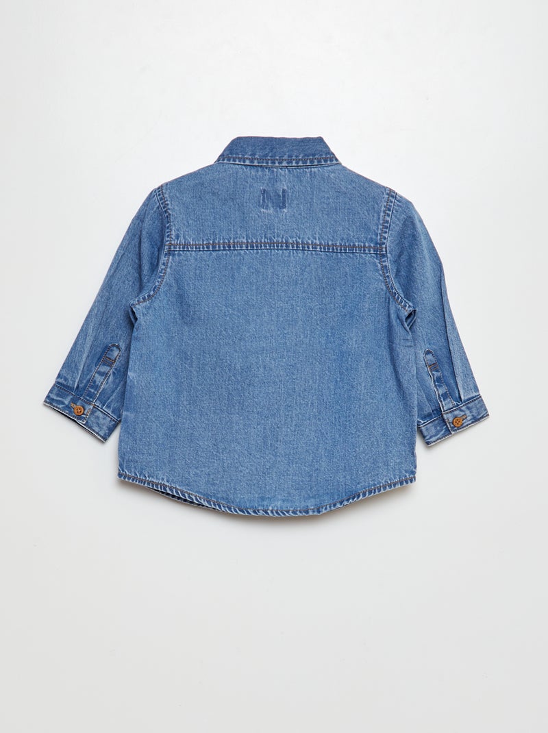 Chemise en coton denim Bleu - Kiabi