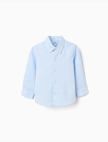 Chemise en coton dobby à manches longues