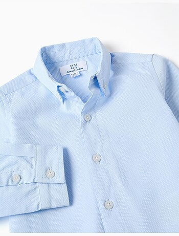 Chemise en coton dobby à manches longues