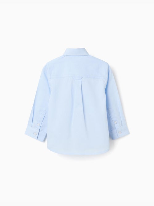 Chemise en coton dobby à manches longues - Kiabi