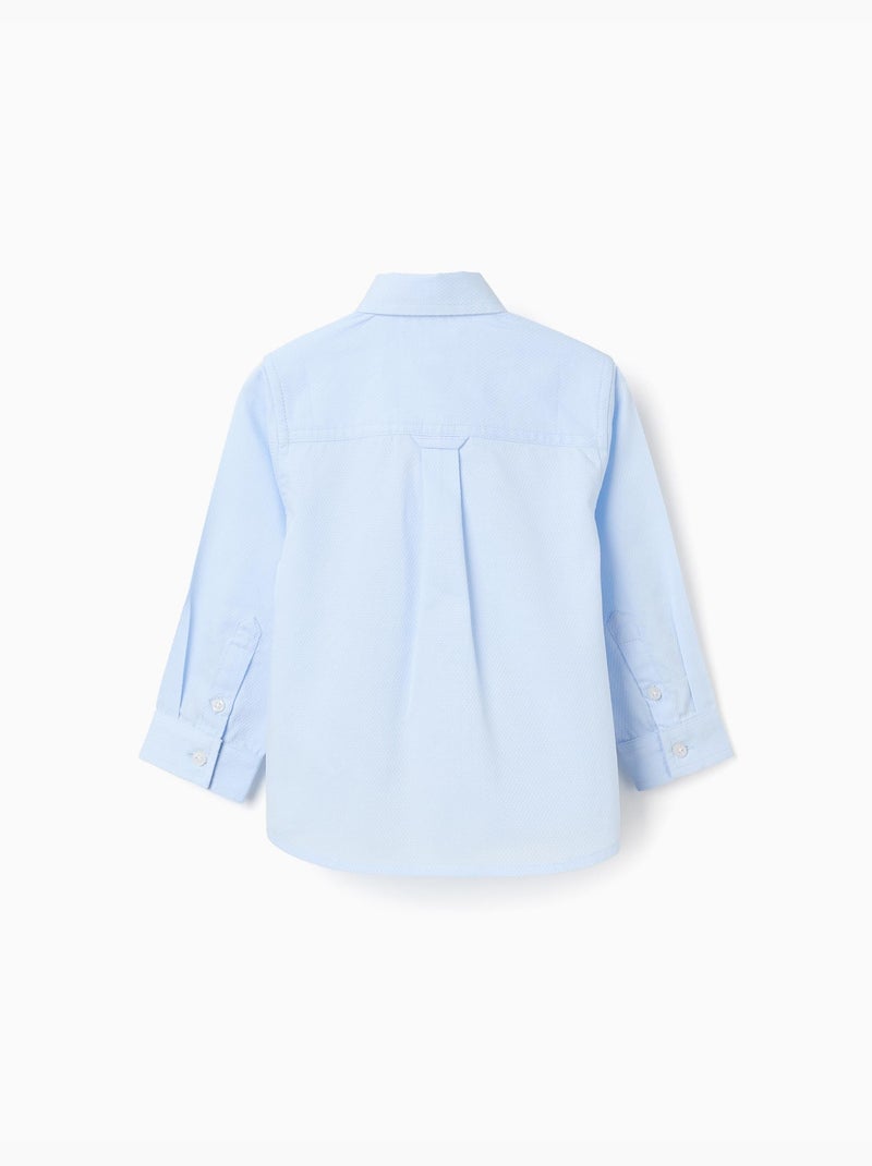 Chemise en coton dobby à manches longues Bleu clair - Kiabi