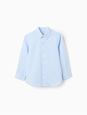 Chemise en coton dobby à manches longues