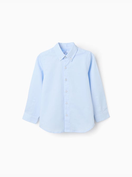 Chemise en coton dobby à manches longues - Kiabi