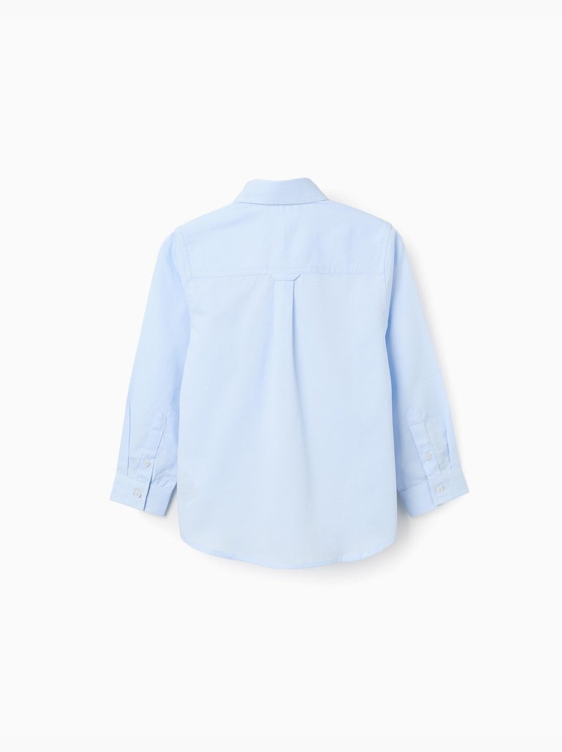 Chemise en coton dobby à manches longues Bleu clair - Kiabi