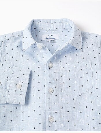 Chemise en coton et lin à motif cercles