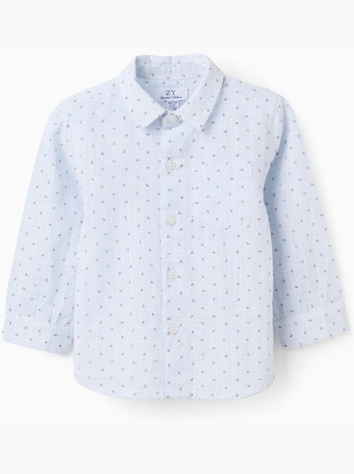 Chemise en coton et lin à motif cercles - Kiabi