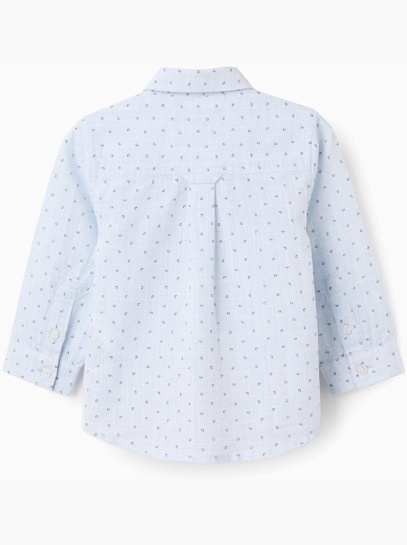 Chemise en coton et lin à motif cercles Bleu clair - Kiabi