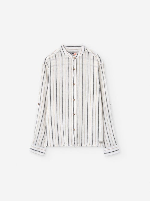 Chemise en Coton et Lin à Rayures - Kiabi