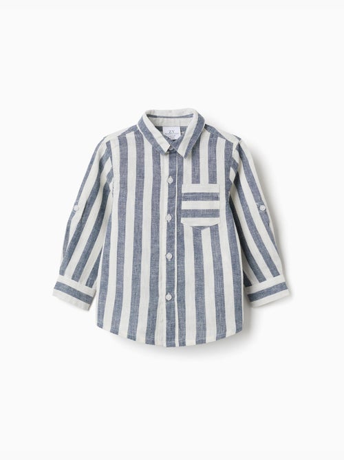 Chemise en coton et lin à rayures You&Me - Kiabi