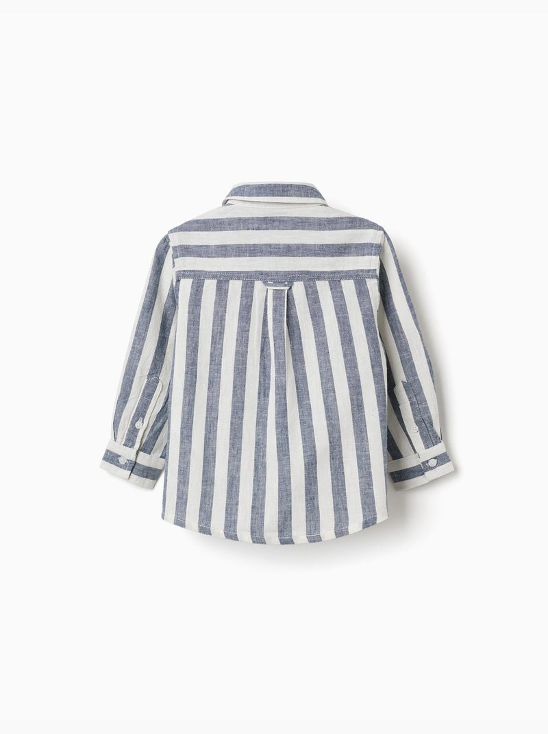 Chemise en coton et lin à rayures You&Me Beige clair - Kiabi