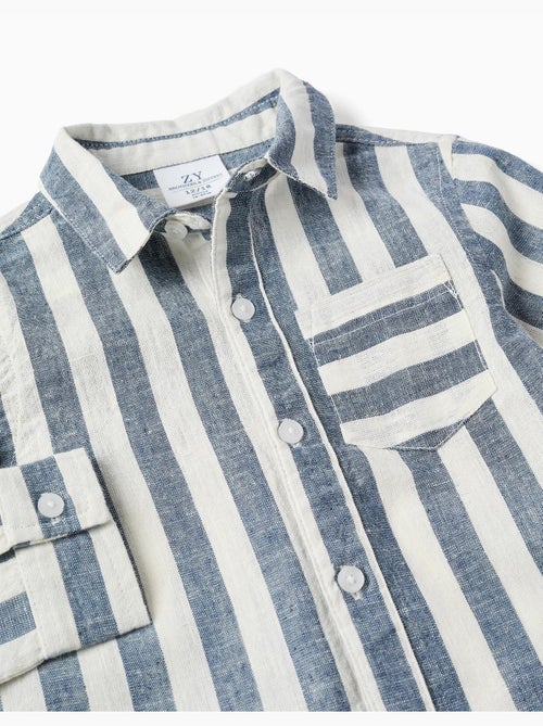 Chemise en coton et lin à rayures You&Me - Kiabi