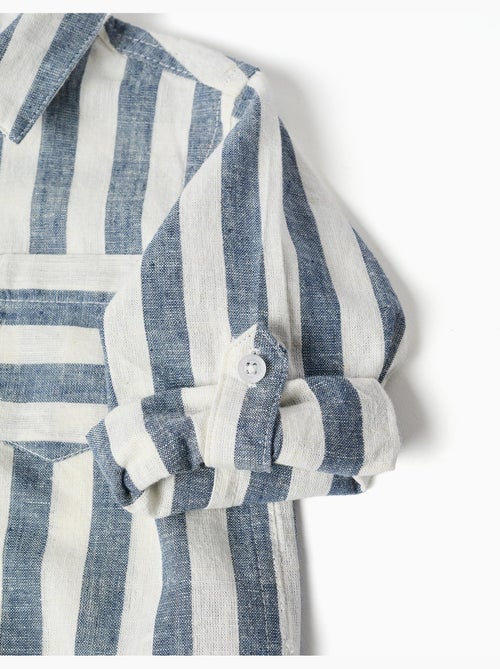 Chemise en coton et lin à rayures You&Me - Kiabi