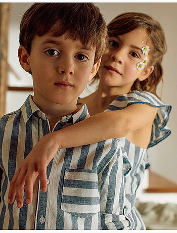Chemise en coton et lin à rayures You&Me