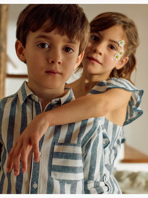 Chemise en coton et lin à rayures You&Me - Kiabi