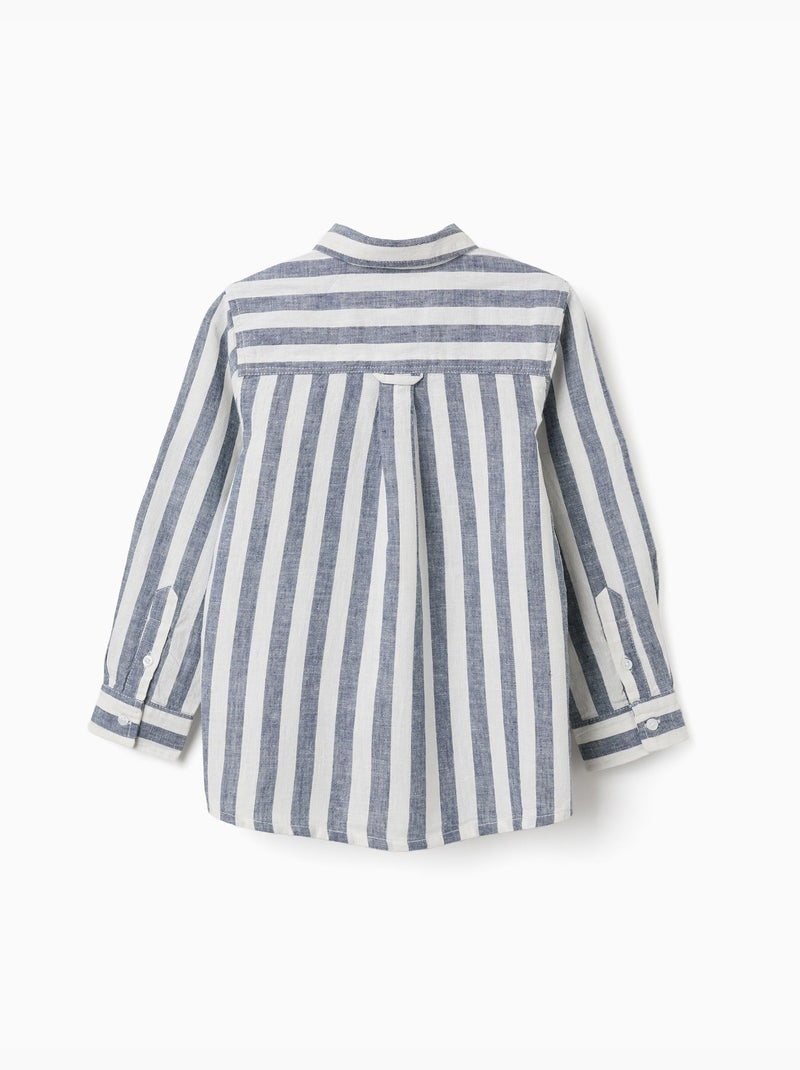 Chemise en coton et lin à rayures You&Me Beige clair - Kiabi