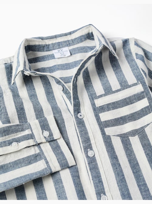 Chemise en coton et lin à rayures You&Me - Kiabi