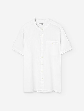 Chemise en Coton et Lin avec Col Mao