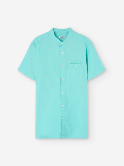 Chemise en Coton et Lin avec Col Mao - Kiabi