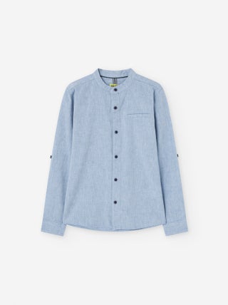 Chemise en Coton et Lin avec Col Mao
