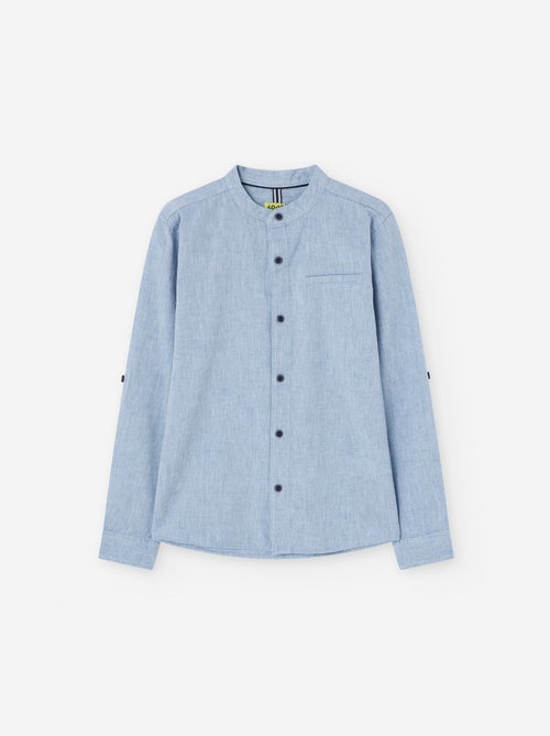 Chemise en Coton et Lin avec Col Mao - Kiabi