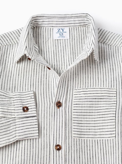 Chemise en Coton et Lin avec Poche - Kiabi