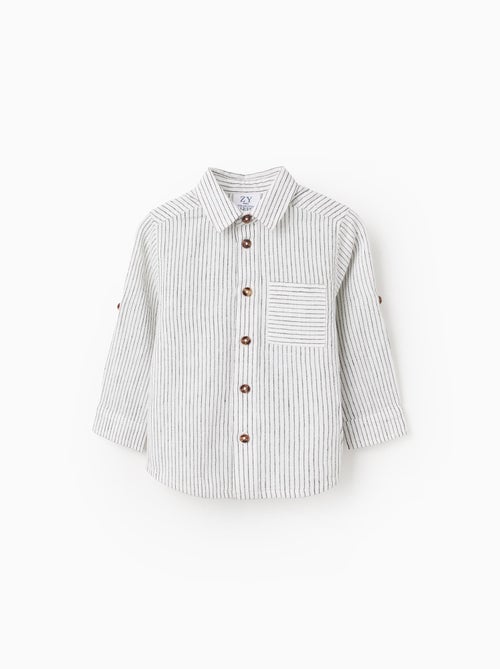 Chemise en Coton et Lin avec Poche - Kiabi