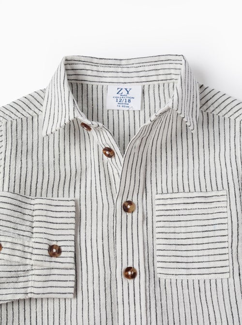 Chemise en Coton et Lin avec Poche - Kiabi