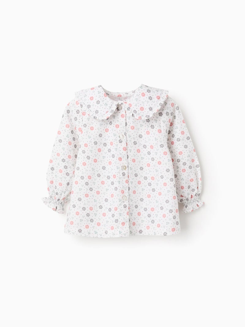 Chemise en Coton Florale Blanc - Kiabi