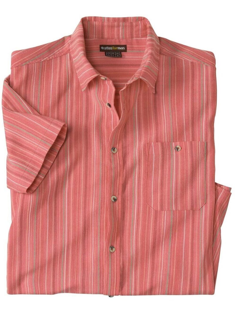 Chemise En Coton Gaufre - ATLAS FOR MEN Orange corail - Kiabi