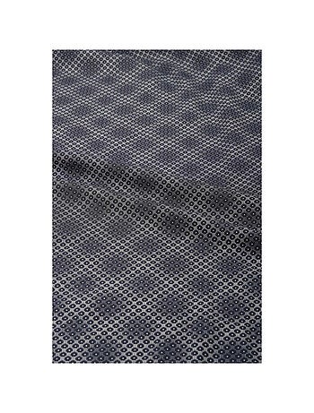 Chemise en coton marine à imprimé abstrait à pois noirs et un col français