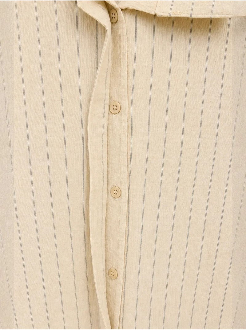 Chemise en coton mixray Beige argile - Kiabi