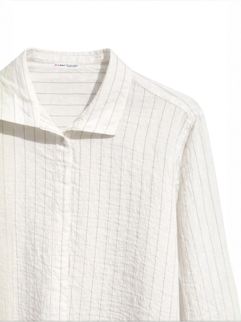 Chemise en coton mixray Blanc cassé - Kiabi