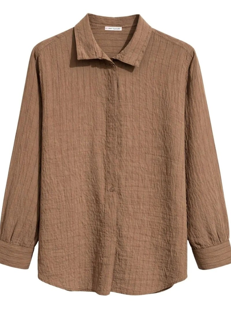 Chemise en coton mixray Camel - Kiabi