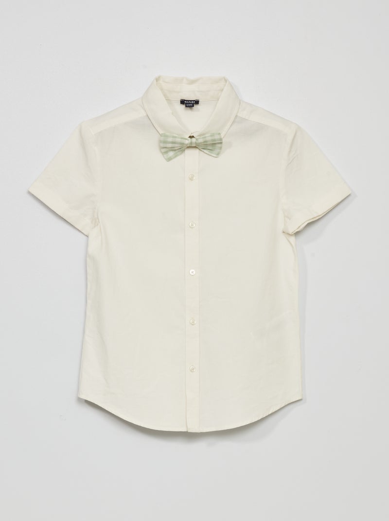 Chemise en coton + noeud papillon Ecru - Kiabi