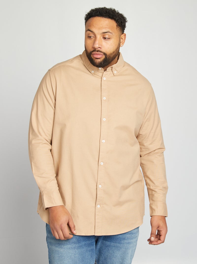 Chemise en coton oxford BEIGE - Kiabi