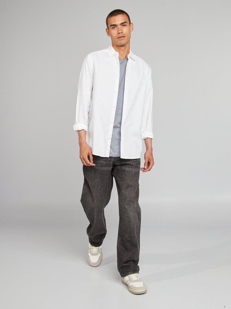 Chemise en coton oxford blanc - Kiabi