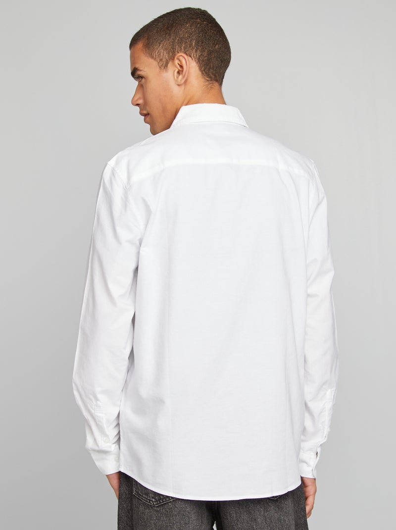Chemise en coton oxford blanc - Kiabi