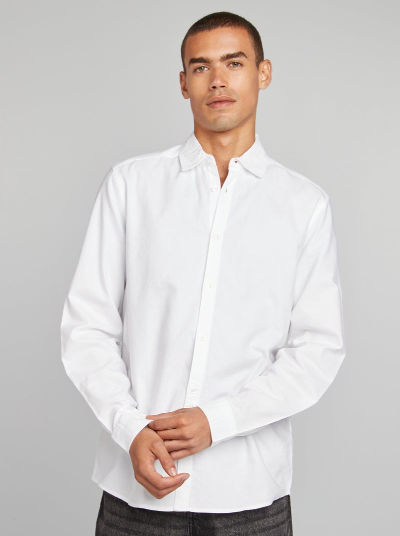 Chemise en coton oxford blanc - Kiabi