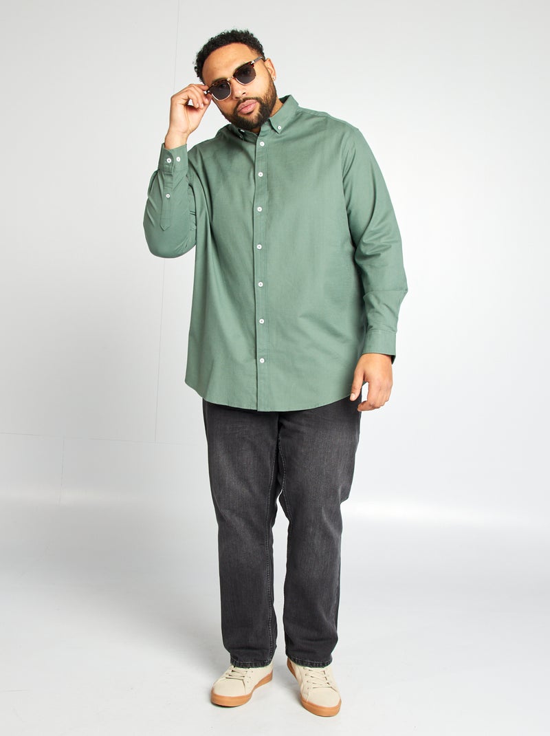 Chemise en coton oxford VERT - Kiabi