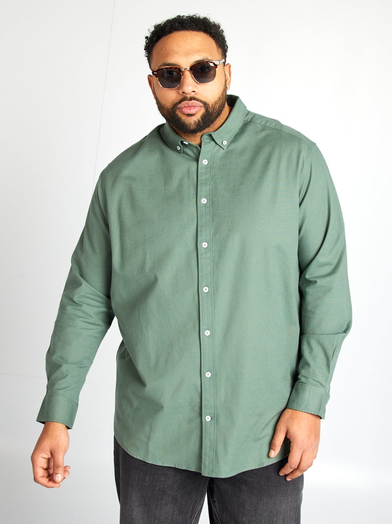 Chemise en coton oxford VERT - Kiabi