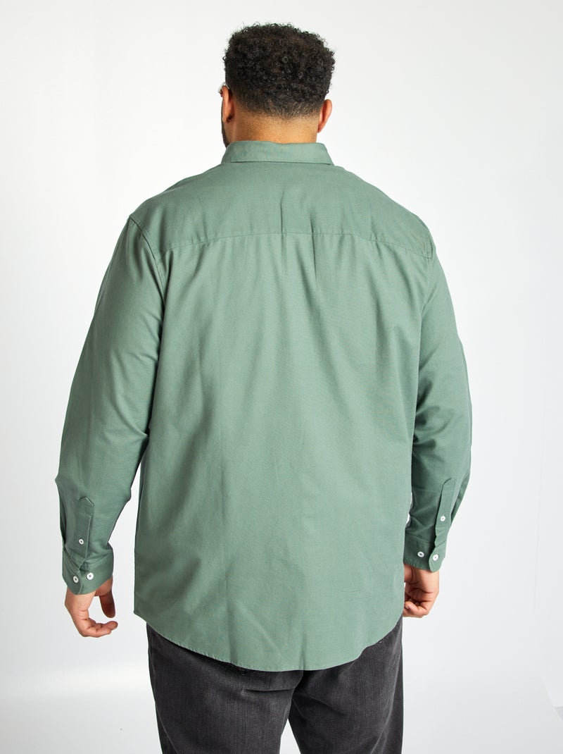 Chemise en coton oxford VERT - Kiabi