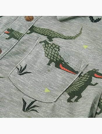 Chemise en coton peigné imprimé crocodile col pointu - vidaxl