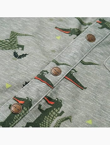 Chemise en coton peigné imprimé crocodile col pointu - vidaxl